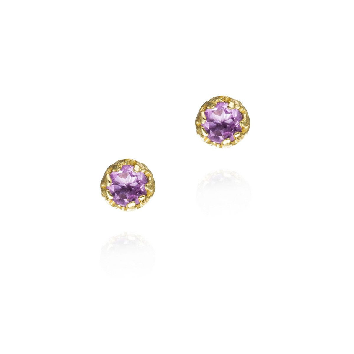 Amethyst stud earrings in sterling silver with 18k gold vermeil