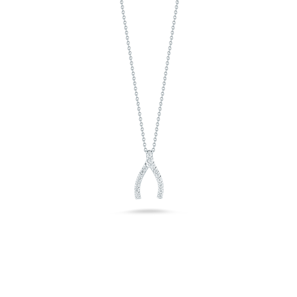 18K WHITE GOLD TINY TREASURES DIAMOND WISHBONE NECKLACE