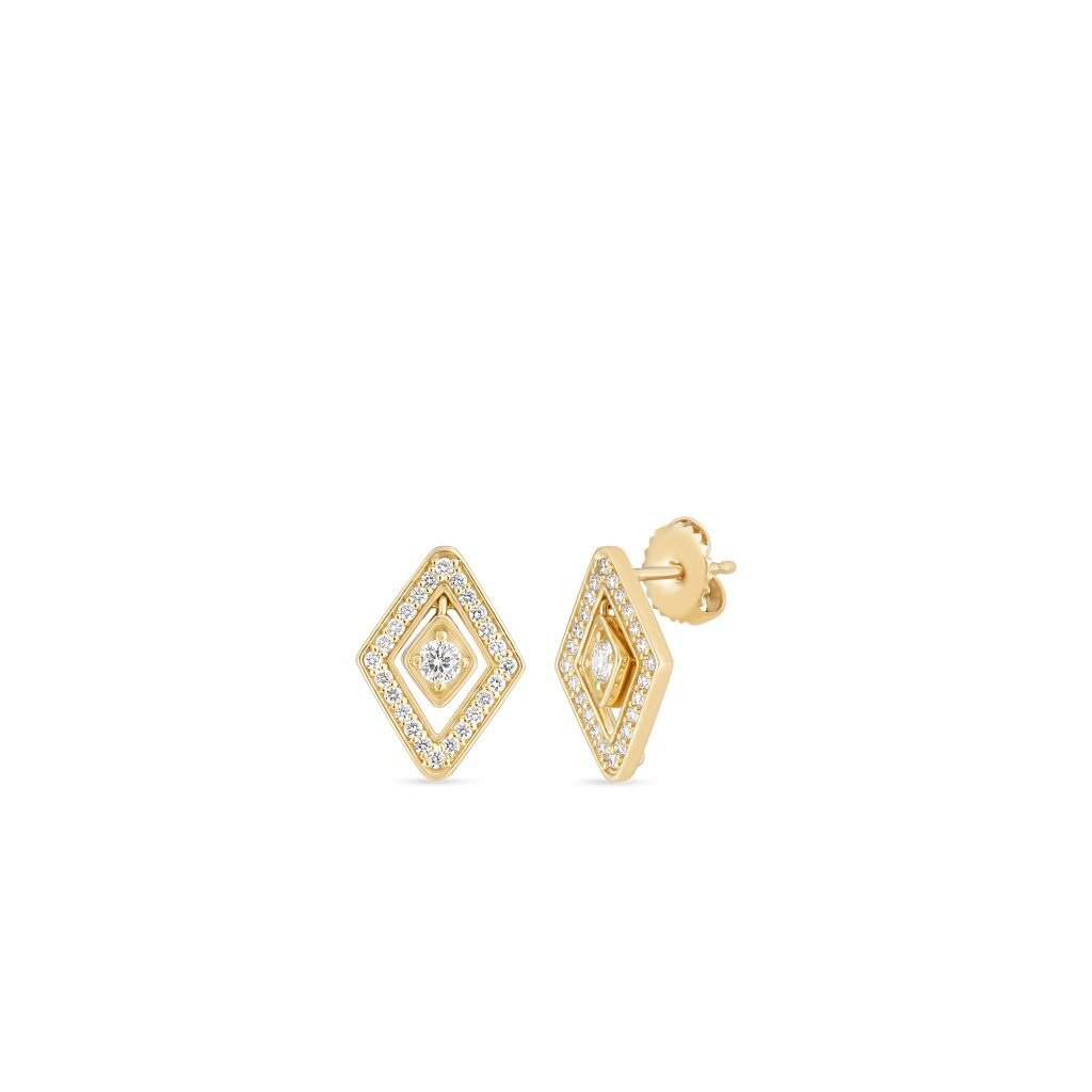 18K YELLOW GOLD DIAMANTE DIAMOND STUD EARRINGS