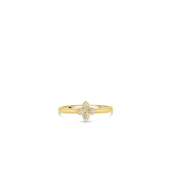 Closeup photo of 18K YELLOW GOLD LOVE IN VERONA SMALL PAVE DIAMOND FLOWER RING