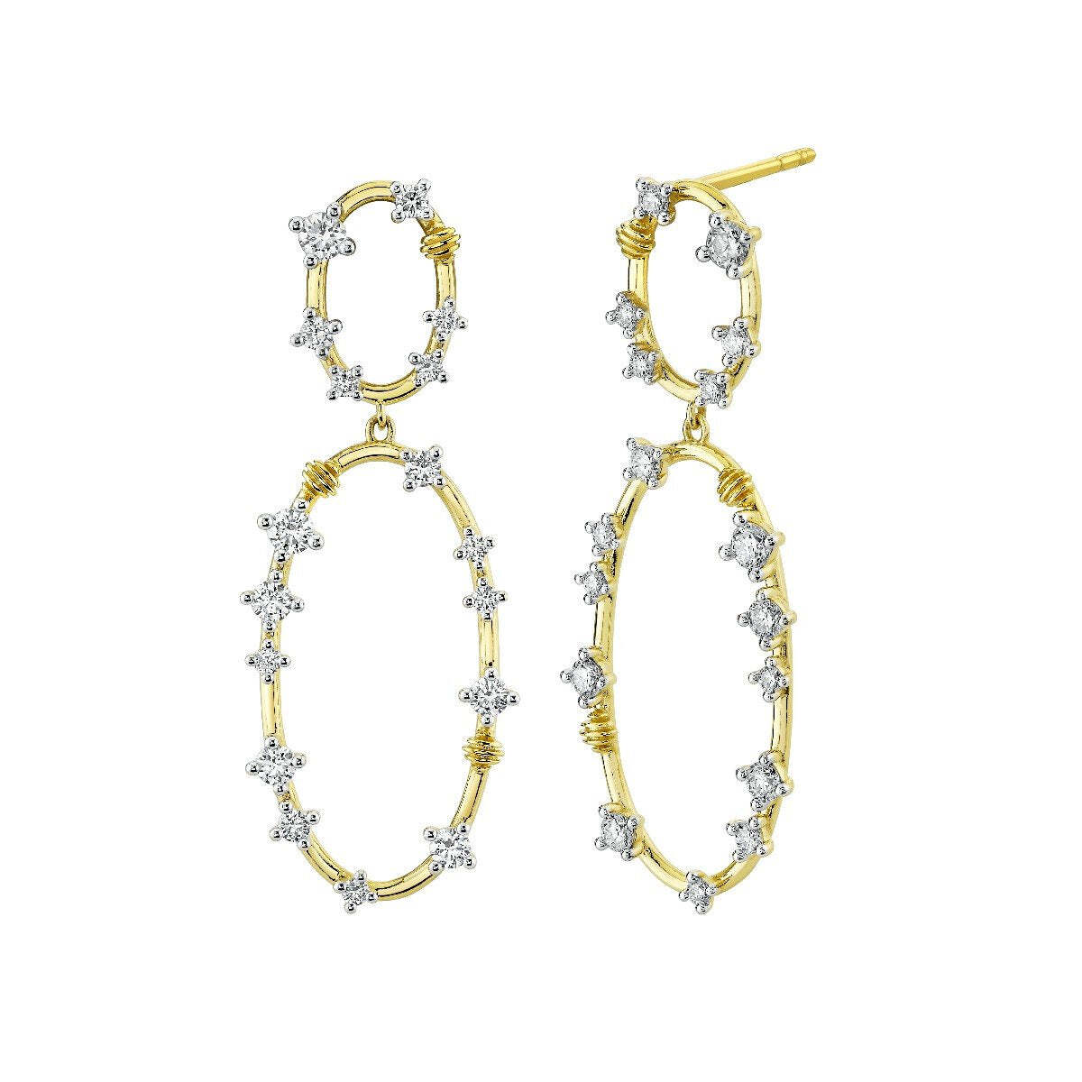 Double Oval Diamond Confetti Drop Earrings