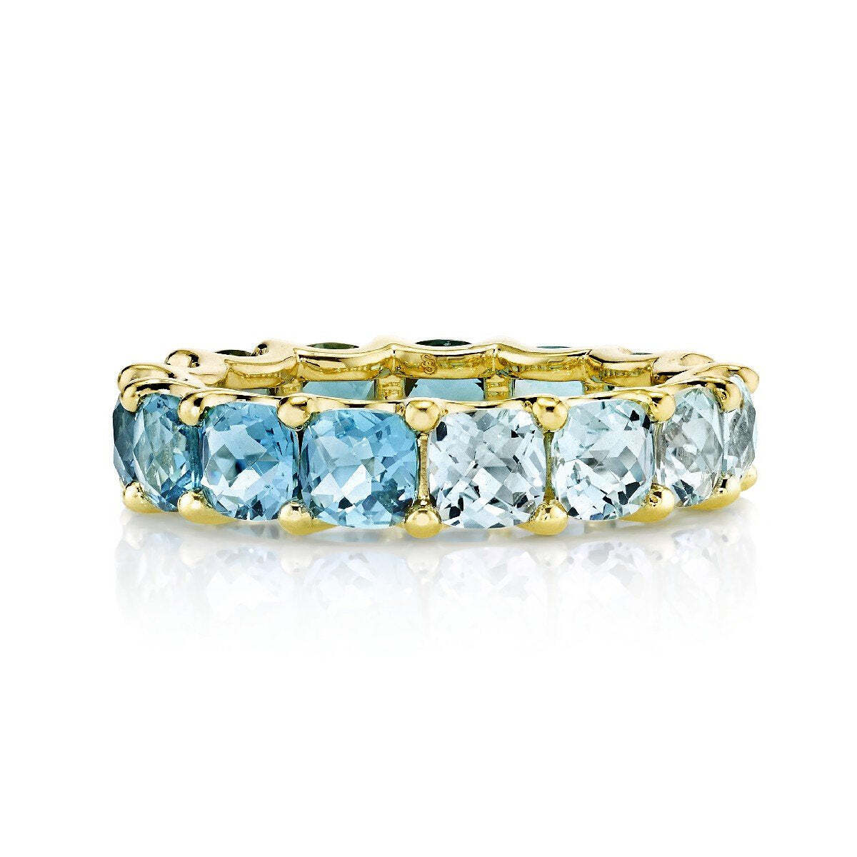 Graduated Blue Topaz Cushion Eternity Band