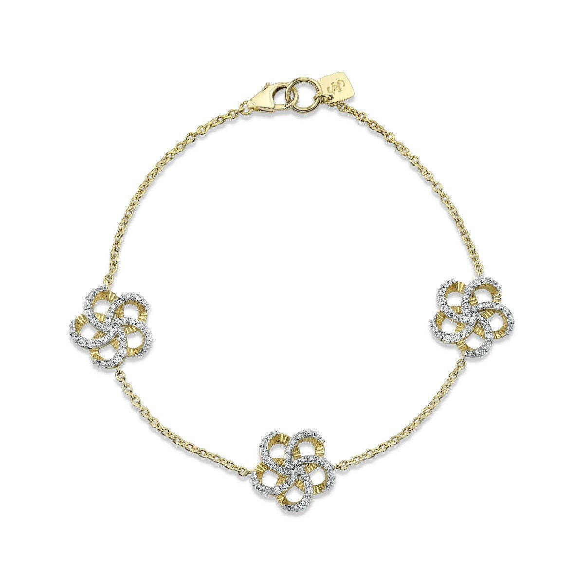 Diamond Triple Flower Chain Bracelet