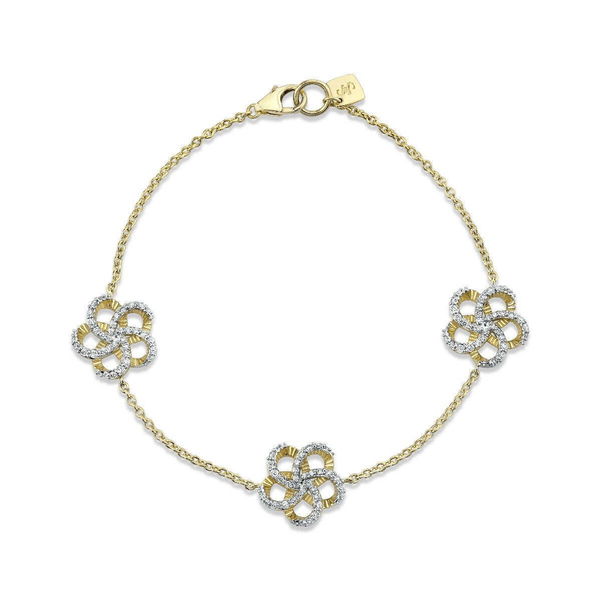 Closeup photo of Diamond Triple Flower Chain Bracelet