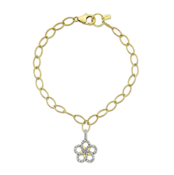 Closeup photo of Diamond Flower Link Bracelet