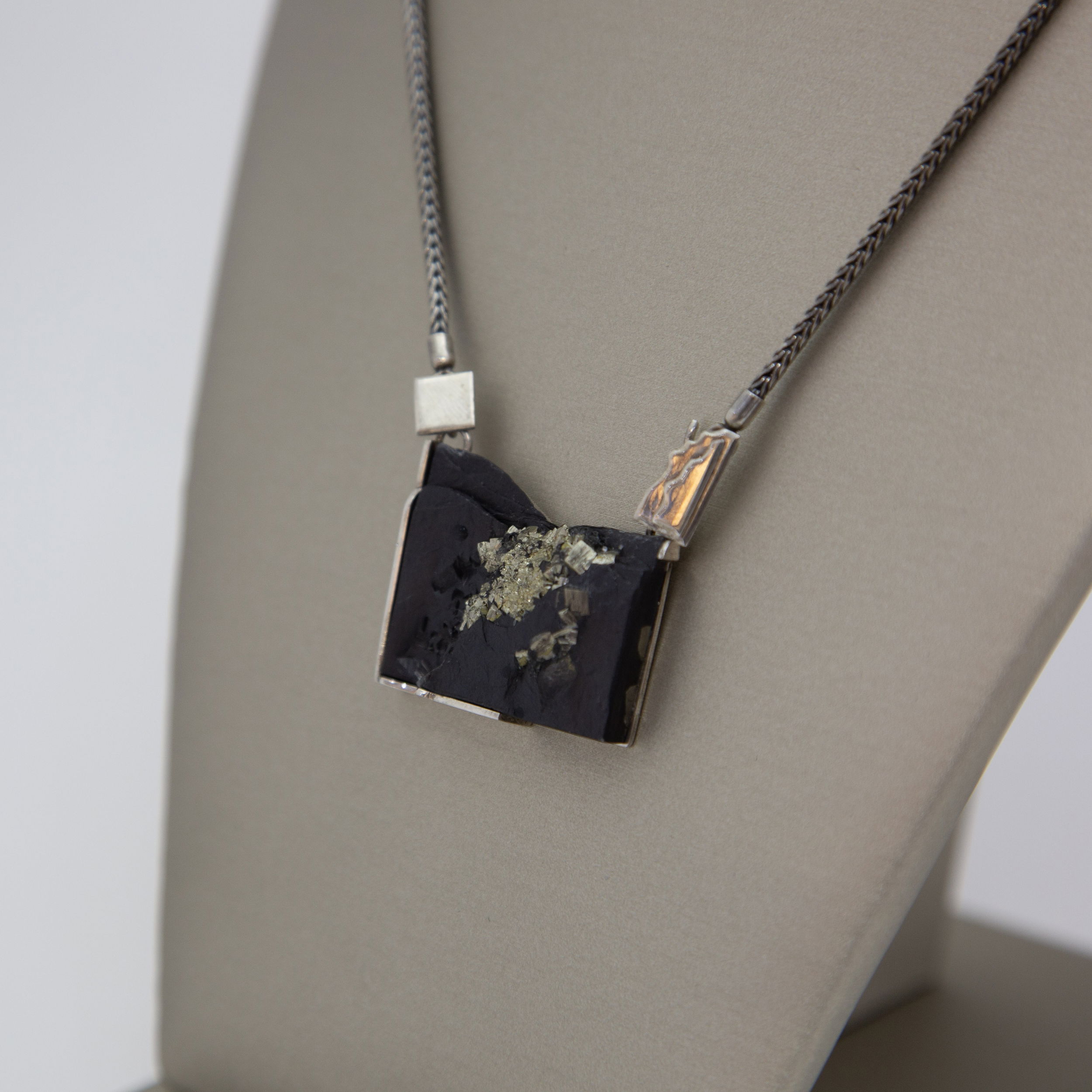 Pyrite and Slate “Mountain Magic” Sterling Silver Necklace