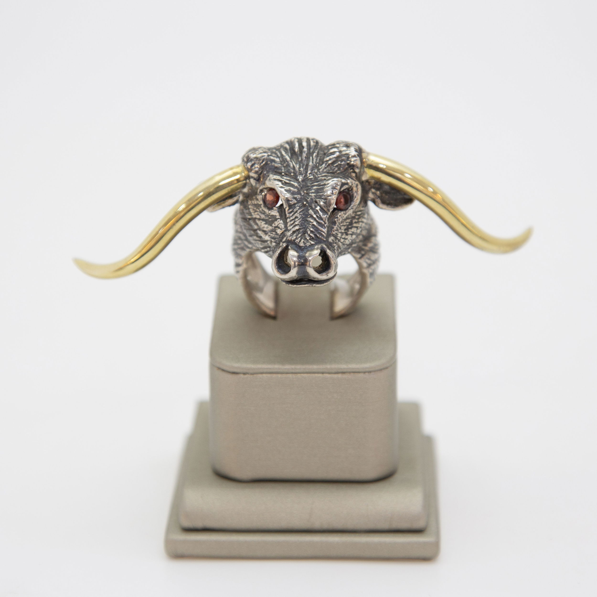 “Answer” Bull Garnet .1 Sterling Silver Ring