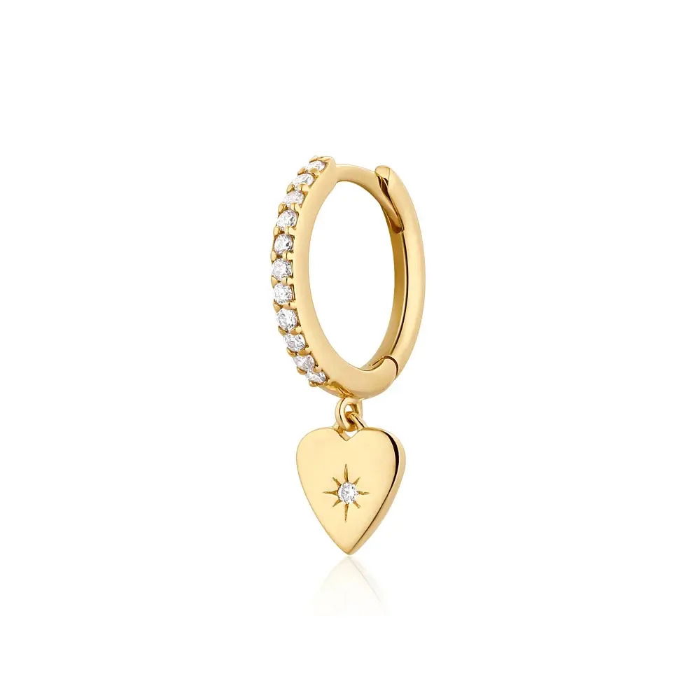 VICTORIA | Single Diamond Heart Hoop