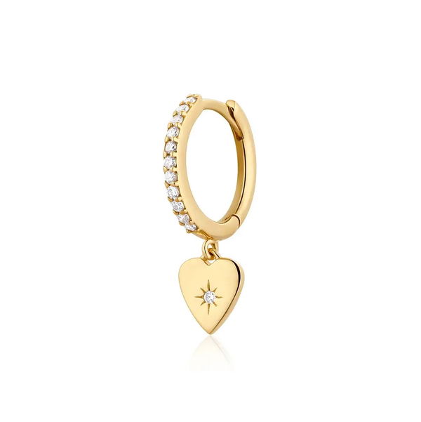 Closeup photo of VICTORIA | Single Diamond Heart Hoop
