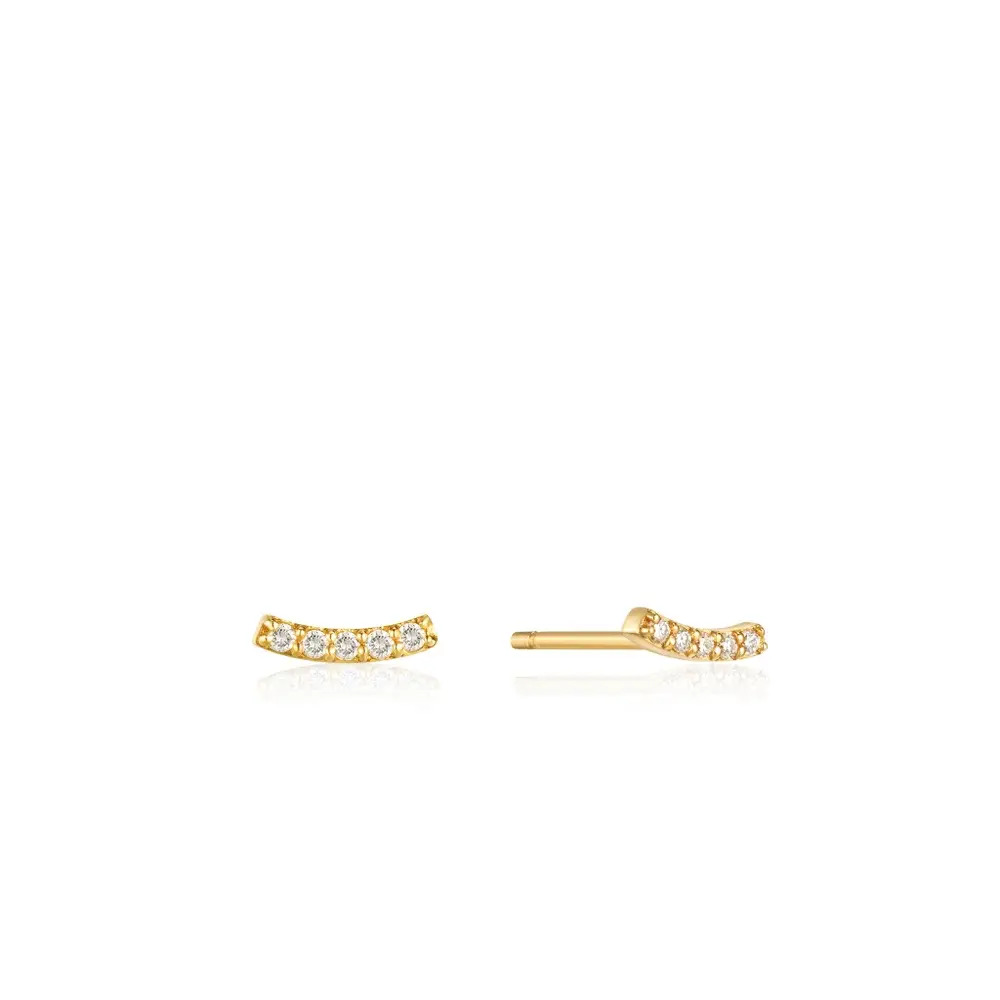14K Gold Magma Natural Diamond Curve Stud Earrings