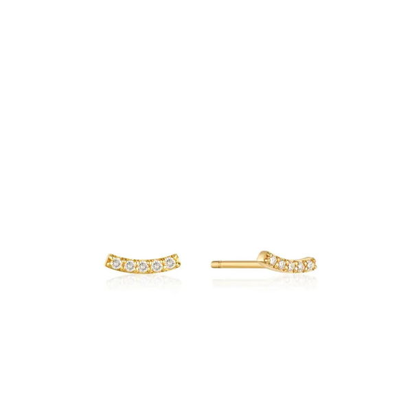 Closeup photo of 14K Gold Magma Natural Diamond Curve Stud Earrings