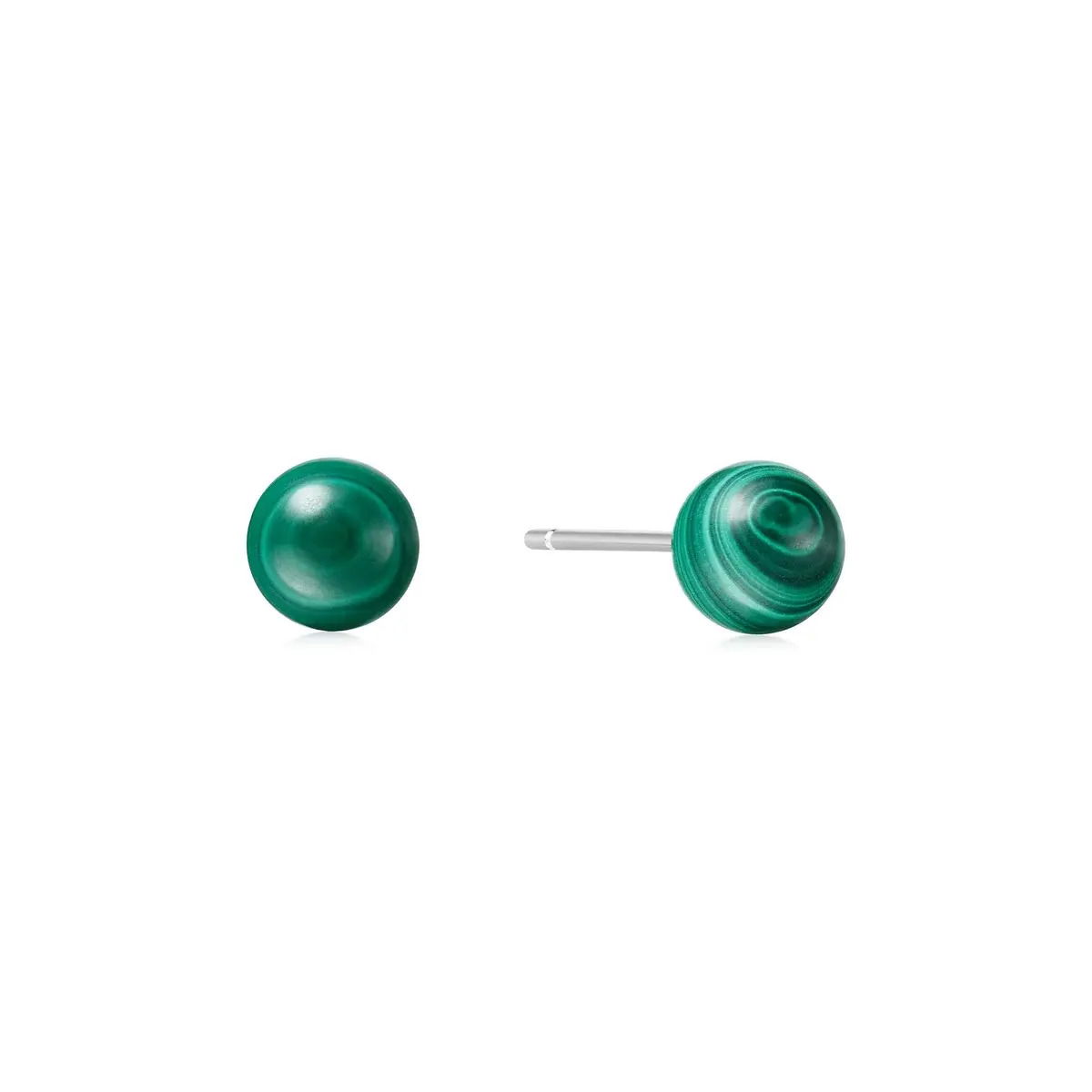Inspired by nature’s wild beauty, Chill Voyager captures the essence of carefree adventure. Whether it's a casual day or a holiday getaway, this look adds an exotic touch and sophisticated grace to your style. The lab-created malachite sphere studs are a sustainable and stylish choice that can be worn alone or easily stacked with other earrings.Details: Material: sterling silver with rhodium platingDimensions: 0.23inStone Type: malachite SILVER MALACHITE SPHERE STUD EARRINGS