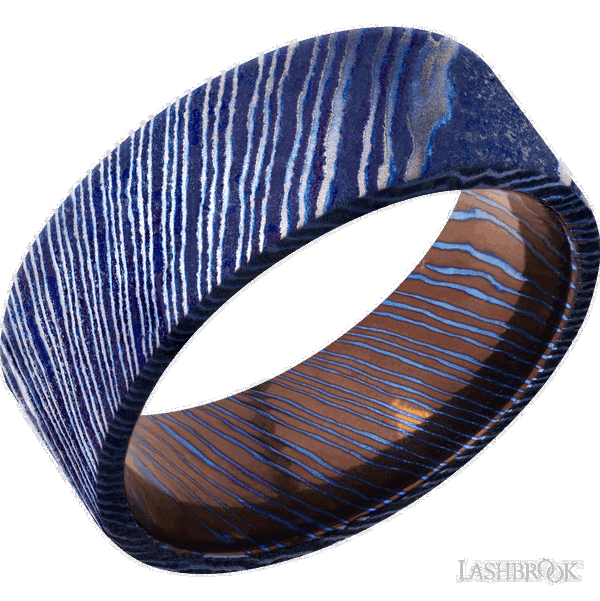 Closeup photo of Titanium Damascus with Satinetched Finish