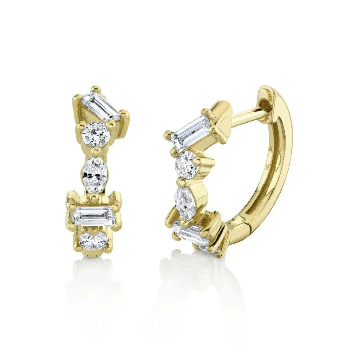 MIXED SHAPE WHITE TOPAZ EARRINGS , WHITE TOPAZ .52 TCW WHITE TOPAZ