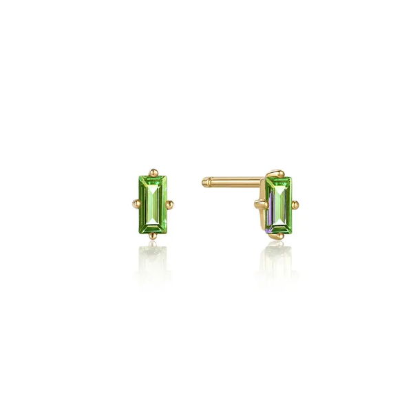 Closeup photo of 14K Gold Tourmaline Stud Earrings