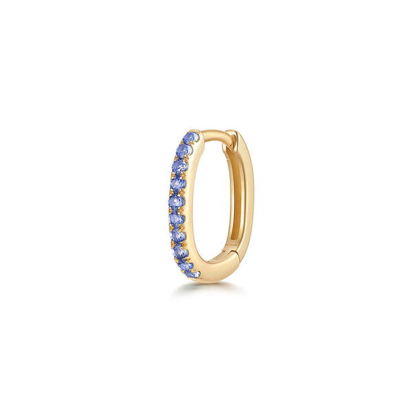 Closeup photo of ELENI | Lab Grown Sapphire Paperclip Huggie – AURELIE GI