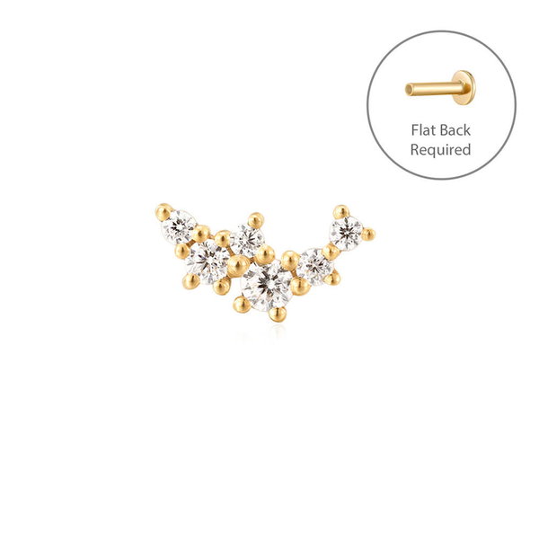 Closeup photo of CHERYL | Natural Diamond Threadless Flatback Earring – AURELIE GI