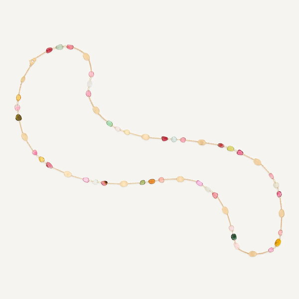 Closeup photo of 18K Yellow Gold Long Tourmaline Necklace