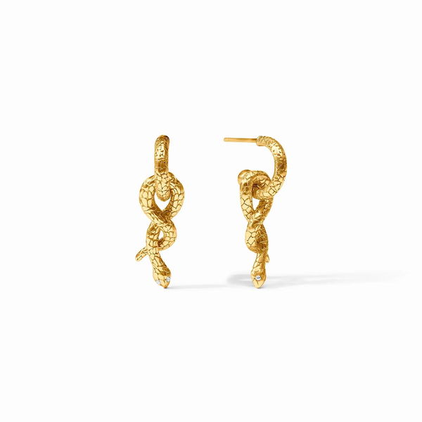 Closeup photo of Snake Hoop & Charm Earring