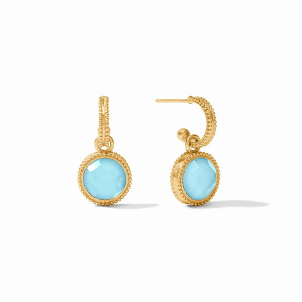 Closeup photo of Fleur-de-Lis Hoop & Charm Earring