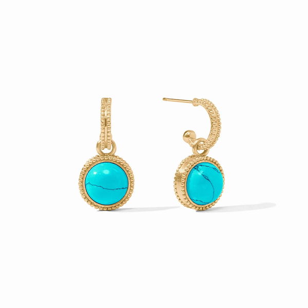 Closeup photo of Fleur-de-Lis Hoop & Charm Earring