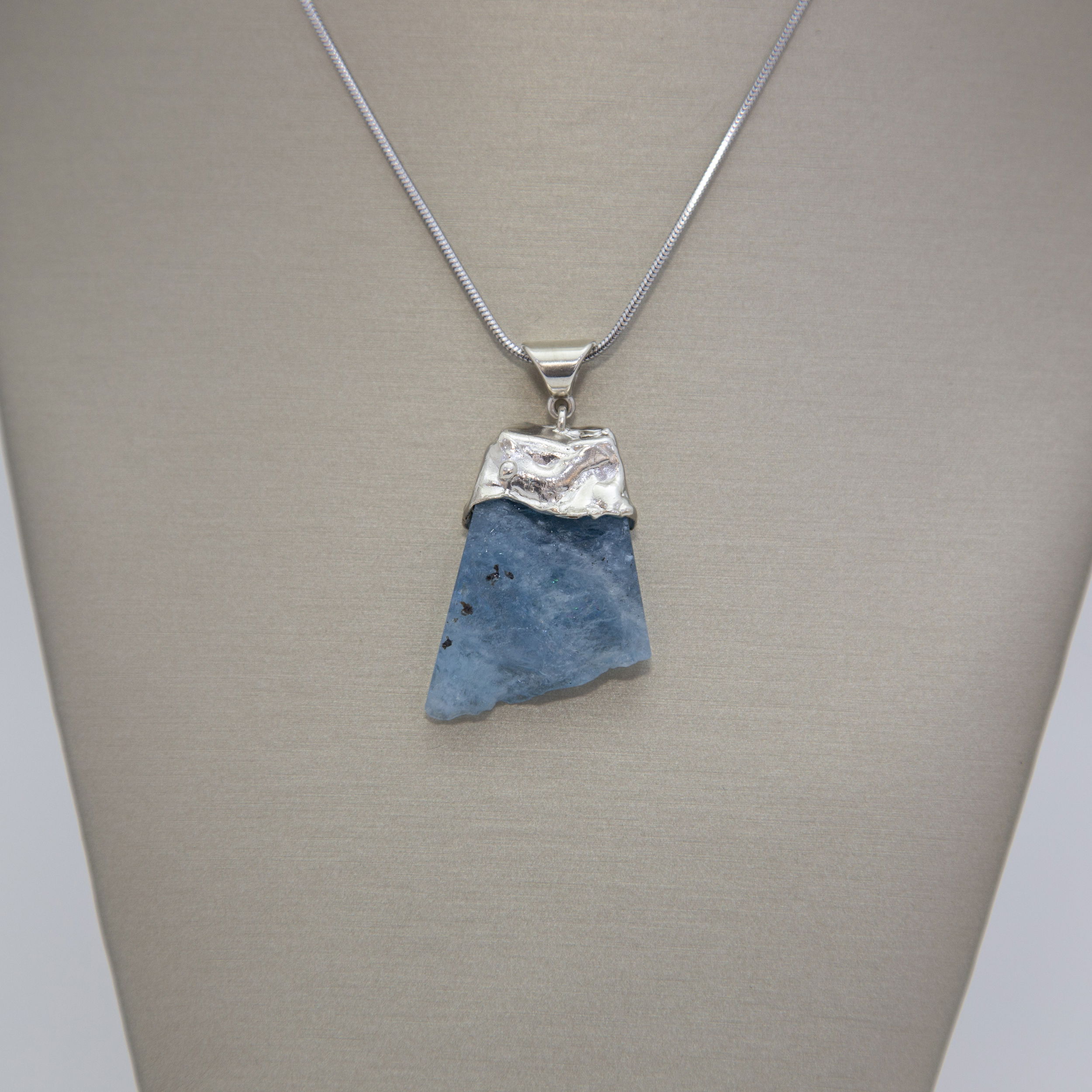 Handmade Aquamarine Nugget Sterling Silver Pendant