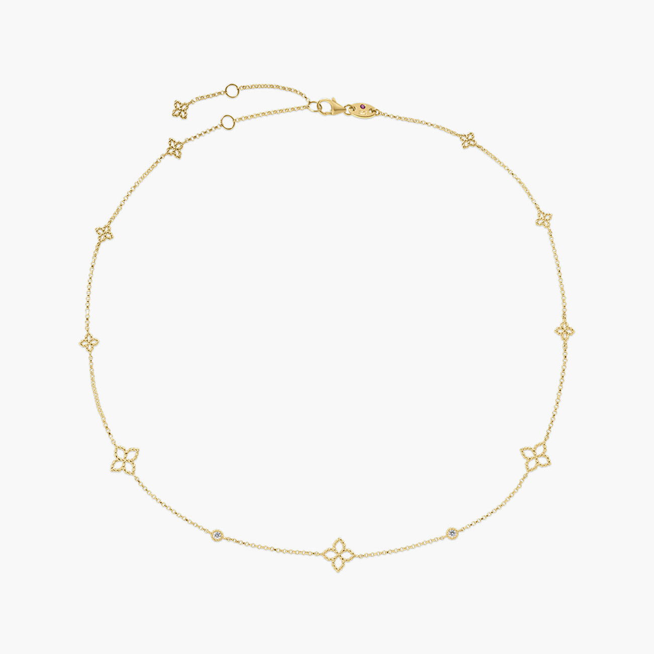 18K YELLOW GOLD PRINCIPESSA DIAMOND & FLOWER STATION NECKLACE 18K YELLOW GOLD PRINCIPESSA DIAMOND & FLOWER STATION NECKLACE