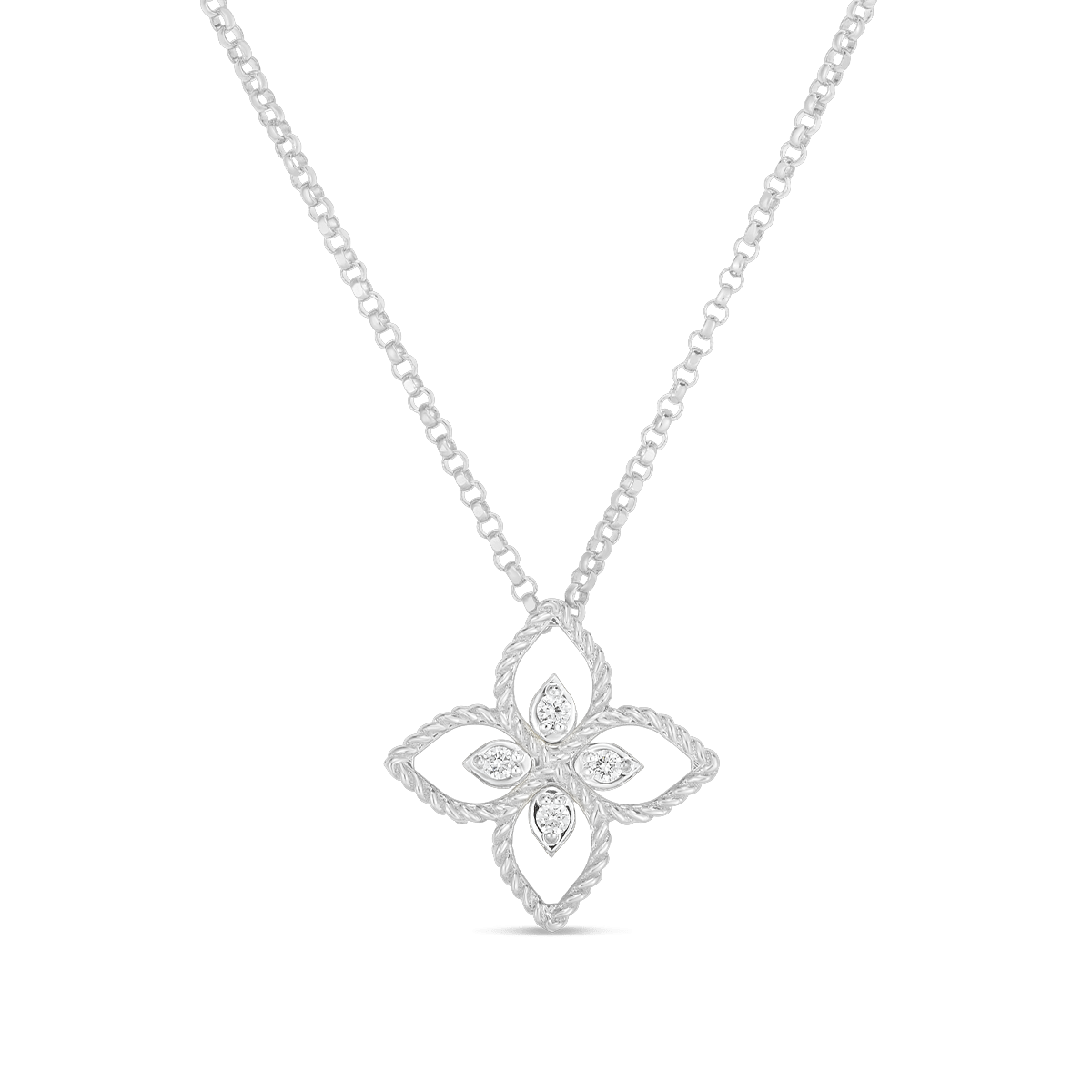18K GOLD PRINCIPESSA SMALL DIAMOND FLOWER NECKLACE
