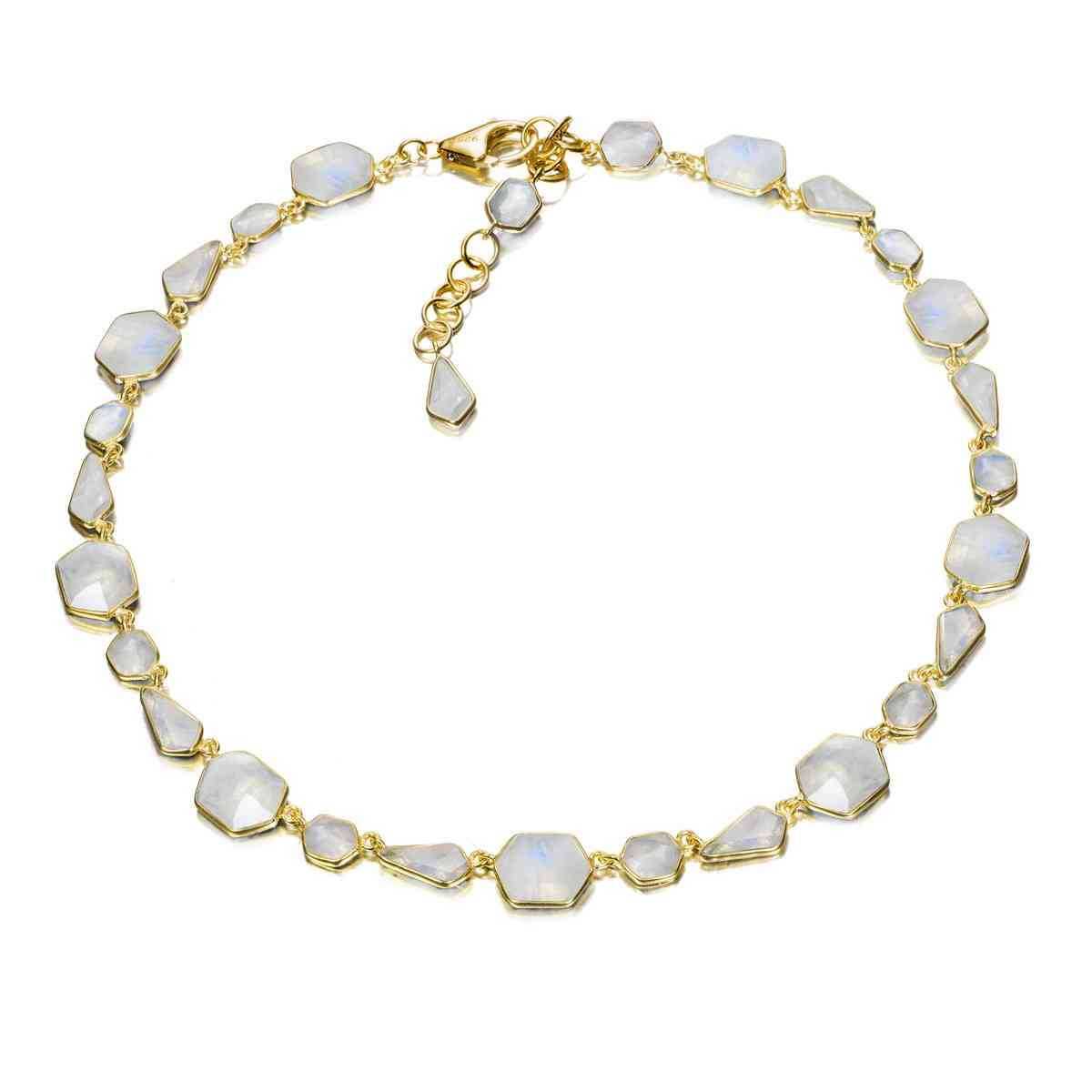 RAINBOW MOONSTONE necklace sterling silver/gold vermeil