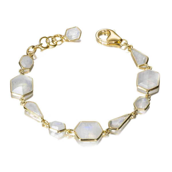 Closeup photo of RAINBOW MOONSTONE bracelet sterling silver/gold vermeil