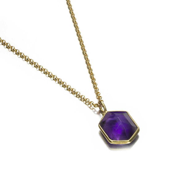 Closeup photo of GEO Pendant in Silver. 18k Gold Vermeil