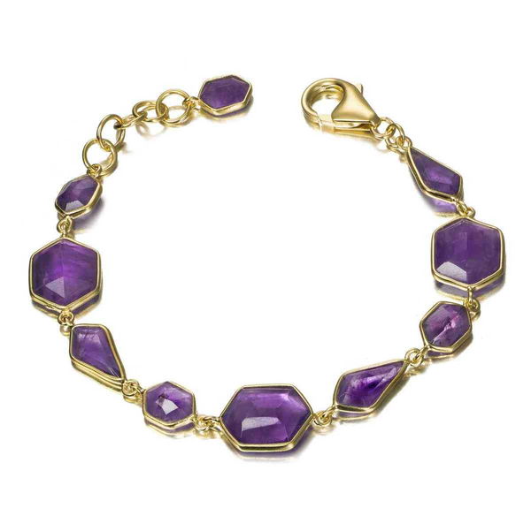 Closeup photo of AMETHYST bracelet sterling silver/gold vermeil