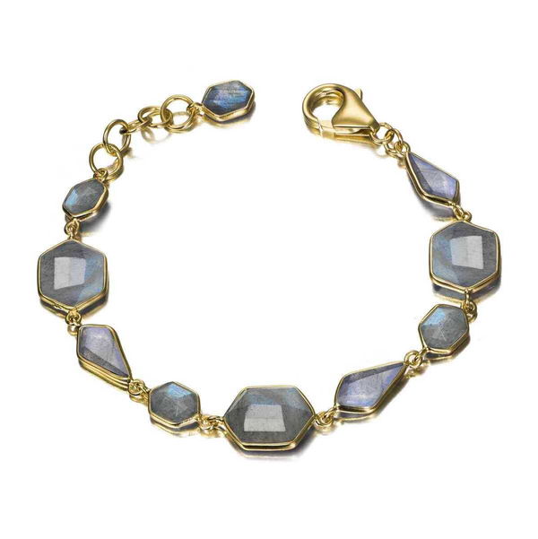 Closeup photo of LABRADORITE bracelet sterling silver/gold vermeil