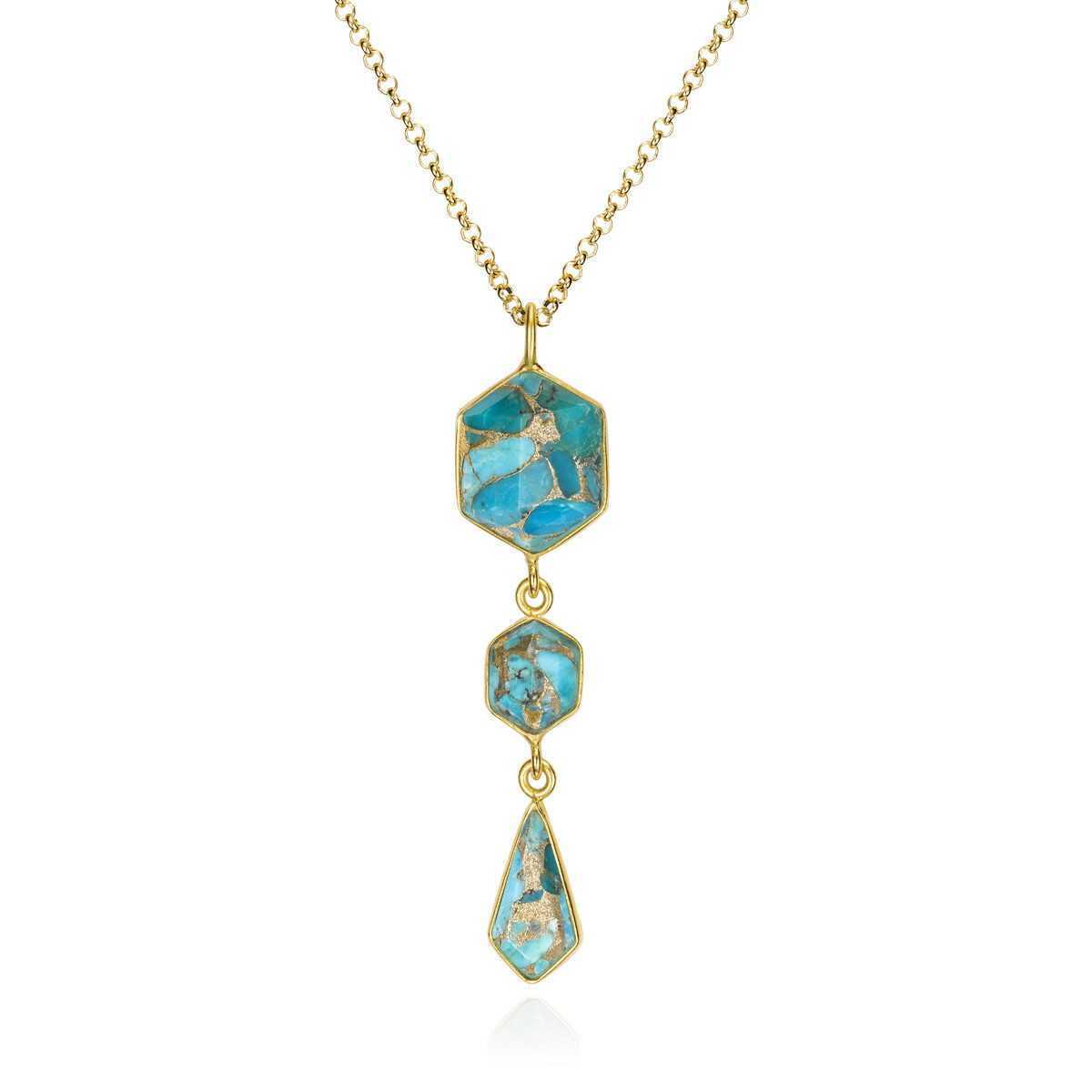 Turquoise pendant GEO collection in 925 Sterling Silver with polished finish and 18 k Gold Vermeil. Chain sold separatelySterling Silver 92518 k Gold vermeilstone: turquoiseLength 49 mm TURQUOISE pendant sterling silver/gold vermeil