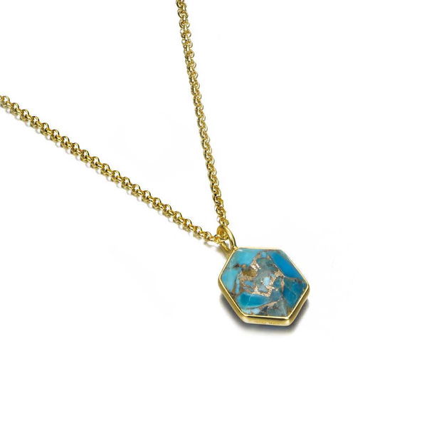 Closeup photo of GEO Pendant in Silver. 18k Gold Vermeil