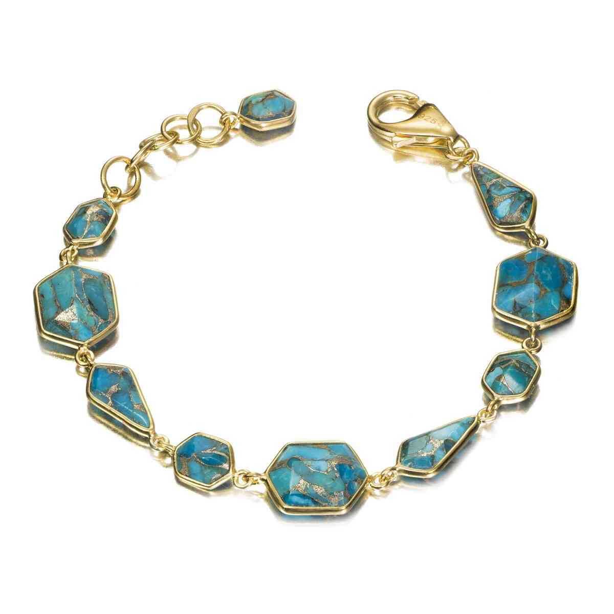 Turquoise bracelet GEO collection in 925 Sterling Silver with polished finish and 18 k Gold VermeilSterling Silver 92518 k Gold vermeilstone: turquoiseeLength 16 + 2 cm TURQUOISE bracelet sterling silver/gold vermeil