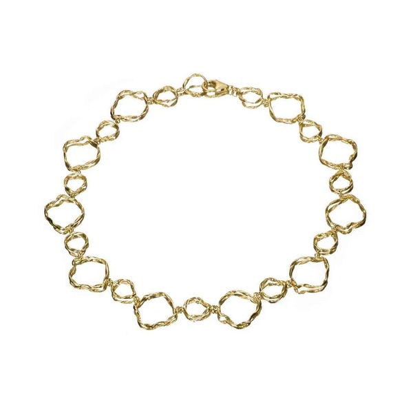 Closeup photo of Necklace with irregular shapes in sterling silver with 18k gold vermeil