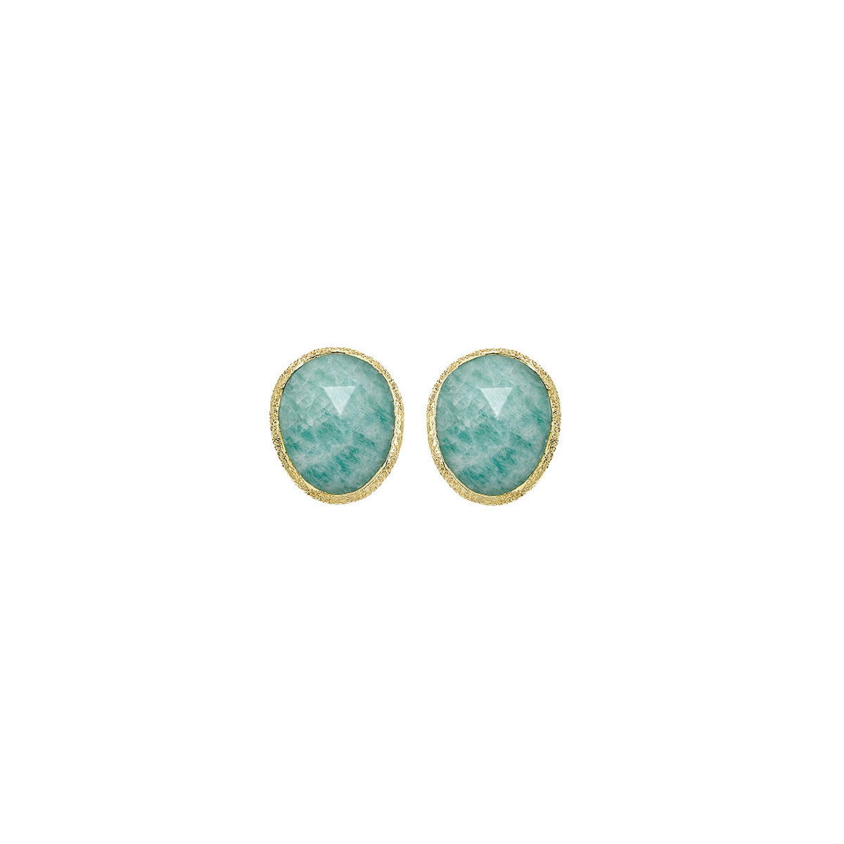 SHADE collection earings in textured Sterling Silver 925 with amazoniteSterling Silver 92518 kt Gold vermeilGemstone: amazonitePost back earringsLenght 13 mm SHADE Earrings in Silver. 18k Gold Vermeil