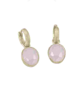 SHADE collection earings in textured Sterling Silver 925 with rainbow moonstone. 18 kt Gold vermeilSterling Silver 92518 kt Gold VermeilGemstone: rose quartzHoop earringsLenght 26 mm SHADE Earrings in Silver. 18k Gold Vermeil - Rose Quartz