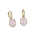 Closeup photo of SHADE Earrings in Silver. 18k Gold Vermeil - Rose Quartz