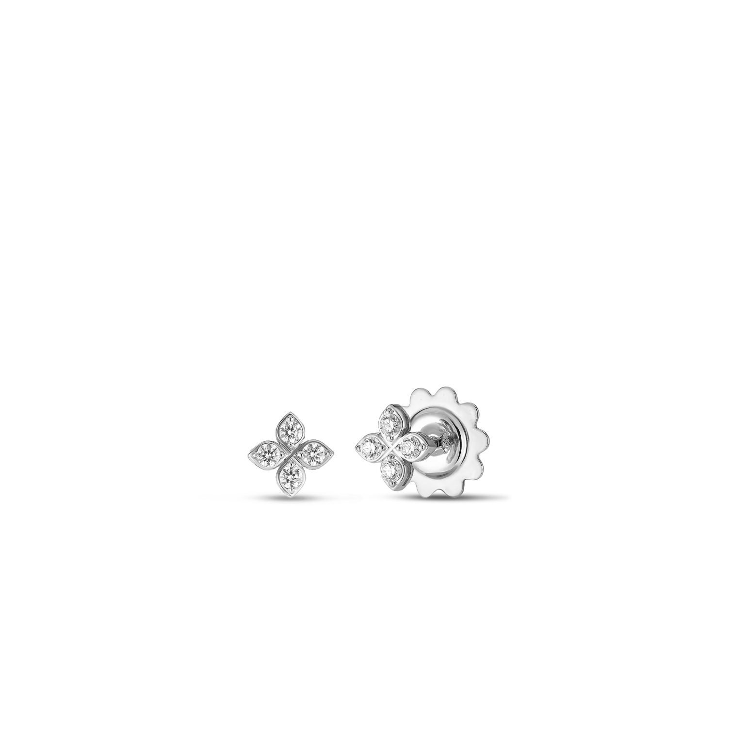 POST WITH BUTTERFLY BACKAPPROXIMATELY 0.18 TCWAPPROXIMATELY 7MM X 7MM 18K WHITE GOLD LOVE IN VERONA SMALL PAVE DIAMOND FLOWER STUD EARRINGS