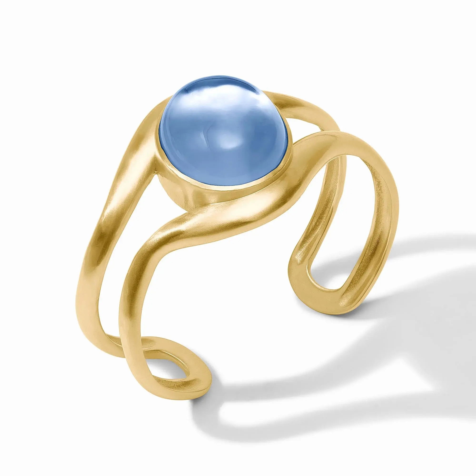 24K gold plate, imported glassInner circumference: 8 inchesWidth: 1.5 inches Wave Stone Cuff