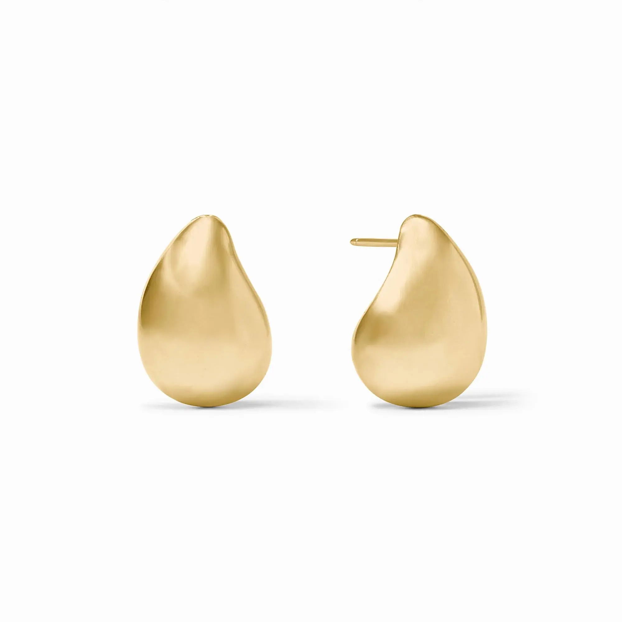 24K gold plateLength: 0.8 inches (small), 1.2 inches (medium), 1.6 inches (large)Post for pierced earsIncludes 24K gold plated earring backs Wave Earring