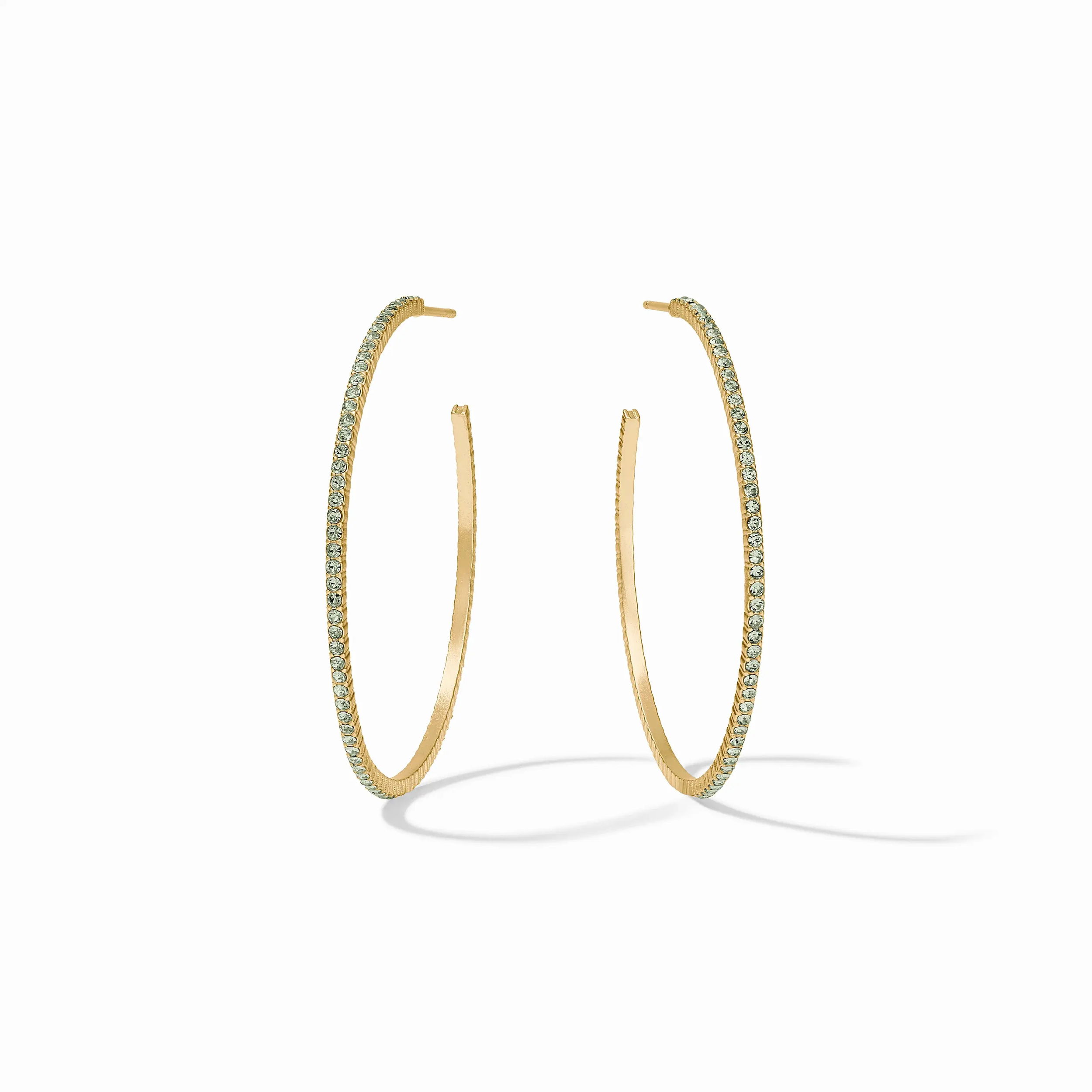 18K gold plate, cubic zirconiaSmall - 0.75 inchesMedium - 1.25 inchesLarge - 1.75 inches Windsor Hoop