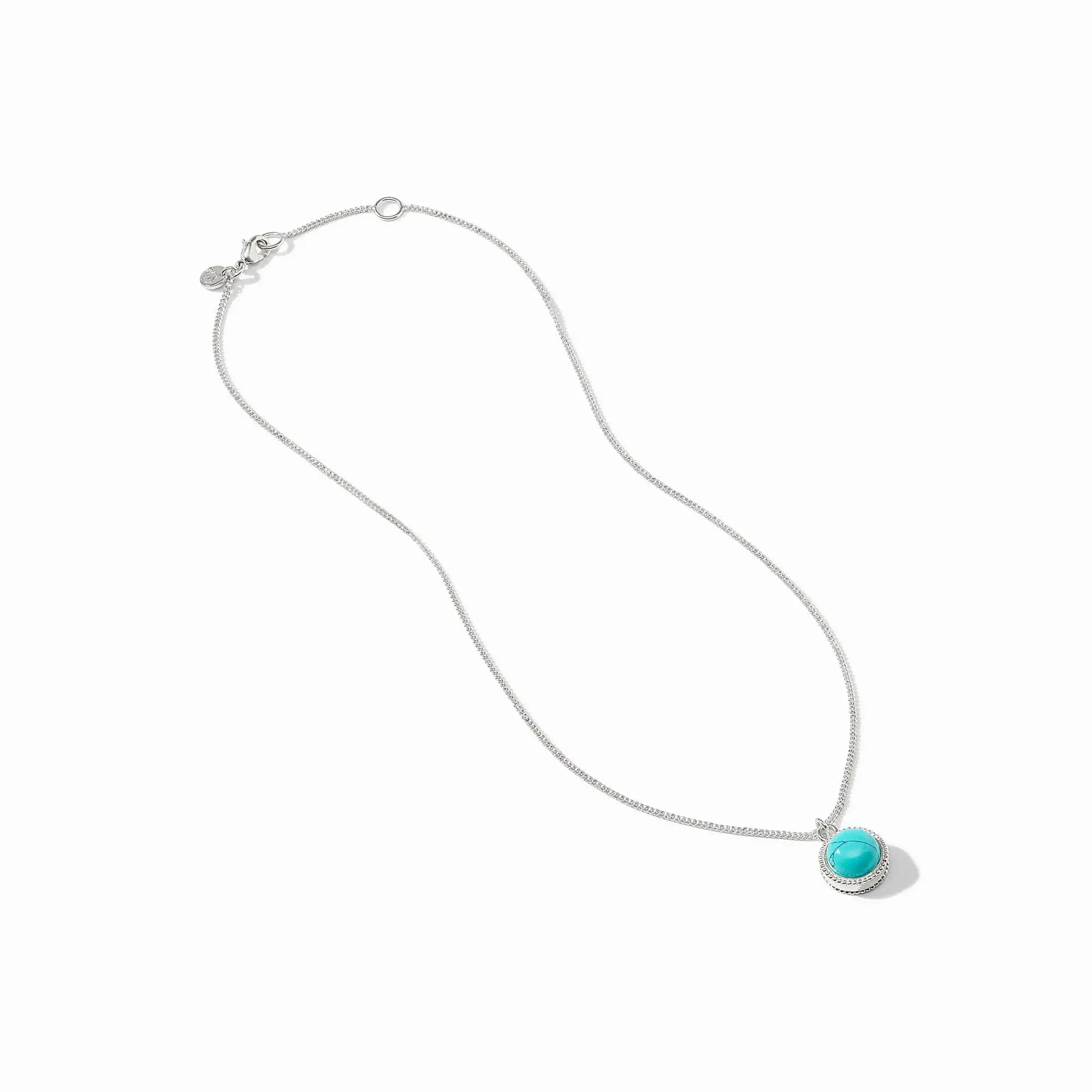 FLEUR DE LIS SOLITAIRE NECKLACE CHALCEDONY BLUE
