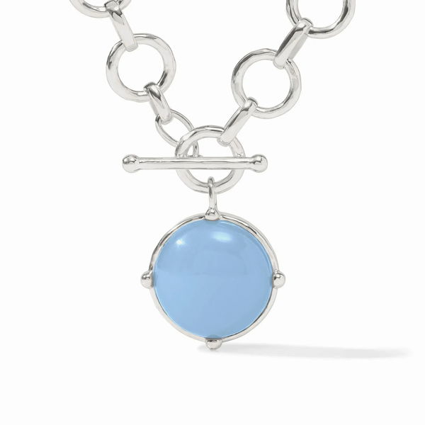 Closeup photo of HONEYBEE STATEMENT NECKLACE SILVER - Chalcedony Blue