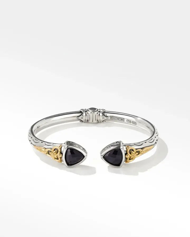 PRODUCT DETAILSGemstonesONYXMaterialsSTERLING SILVER & 18KT GOLD Prism Hinge Bracelet