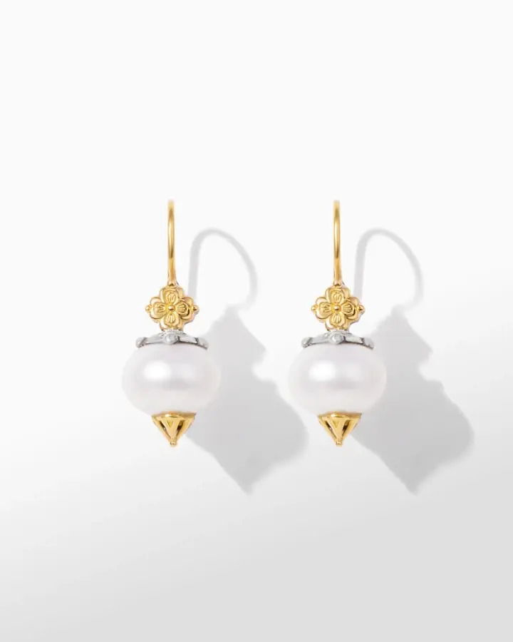 GemstonesPEARLMaterialsSTERLING SILVER & 18KT GOLD MUSE EARRINGS