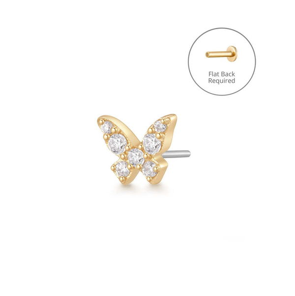 Closeup photo of BELLATRIX | Lab Grown Diamond Butterfly Threadless Flatback Earring