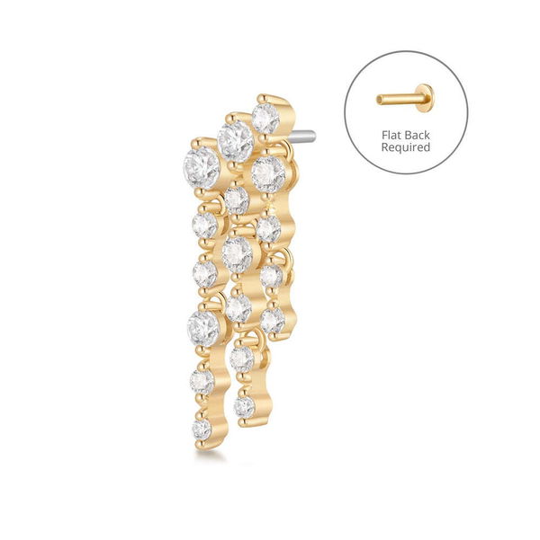 Closeup photo of OSUPA | 3-Row Dangling Lab Grown Diamonds Threadless Flatback Earring